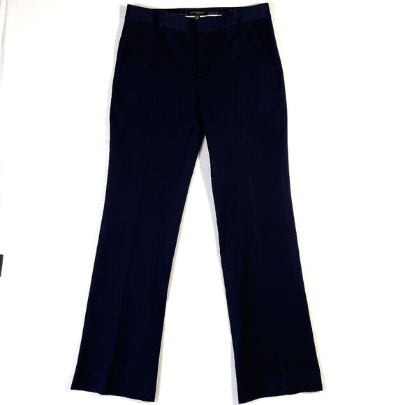 Banana Republic Logan Trousers Size 10L Navy Blue Cotton Blend Stretch - Picture 1 of 16